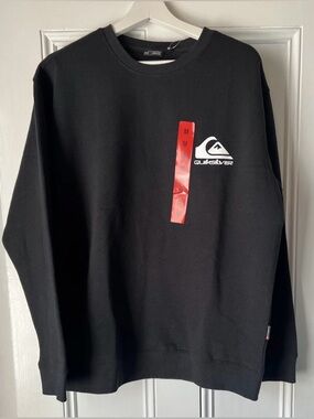 NWT Quiksilver Men’s M Crewneck Sweatshirt Black Surf Skate Beach